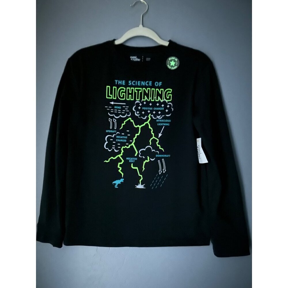 Rumi + Ryder Boys Science Glow In The Dark Long Sleeve Size L 12/14 NWT